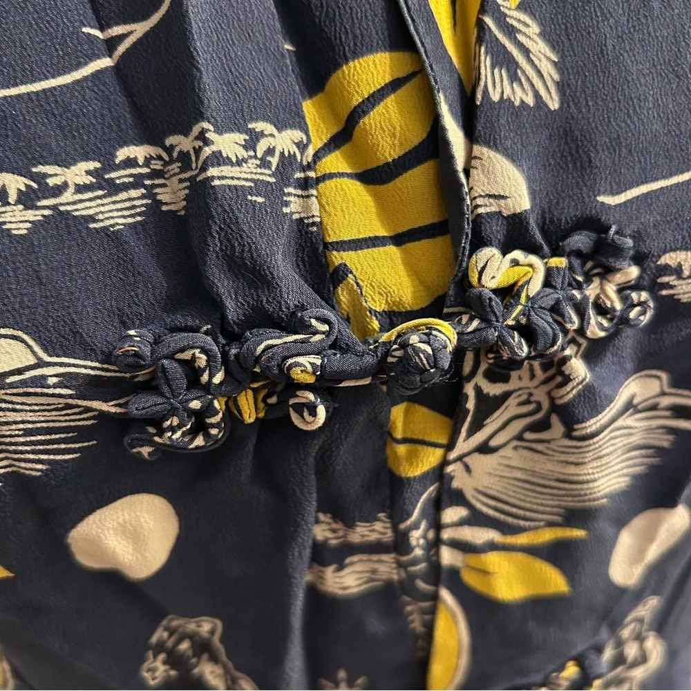 Avanti vintage silk Hawaiian short sleeve blouse hula girl moon size M - Picture 5 of 10